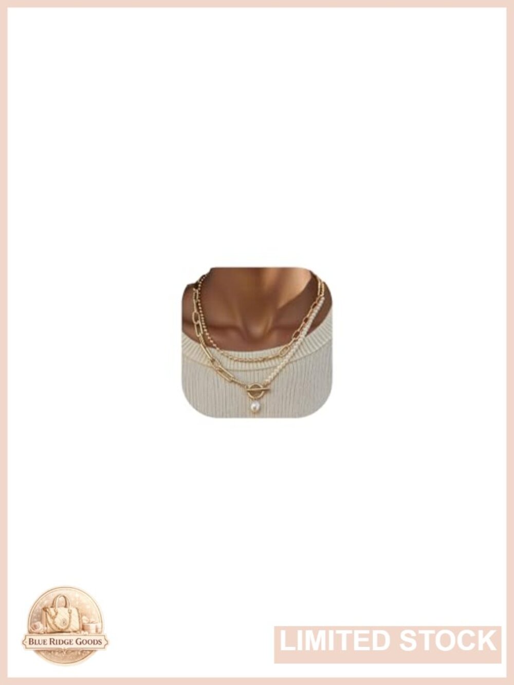 Layered Pearl Chain Necklace 14K Gold Plated Toggle Clasp